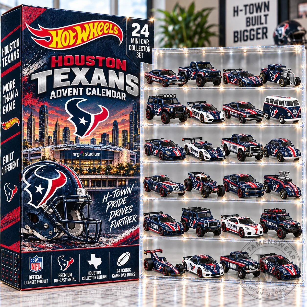 Houston Texans Hot Wheels 24 Mini Car Collector Set Advent Calendar