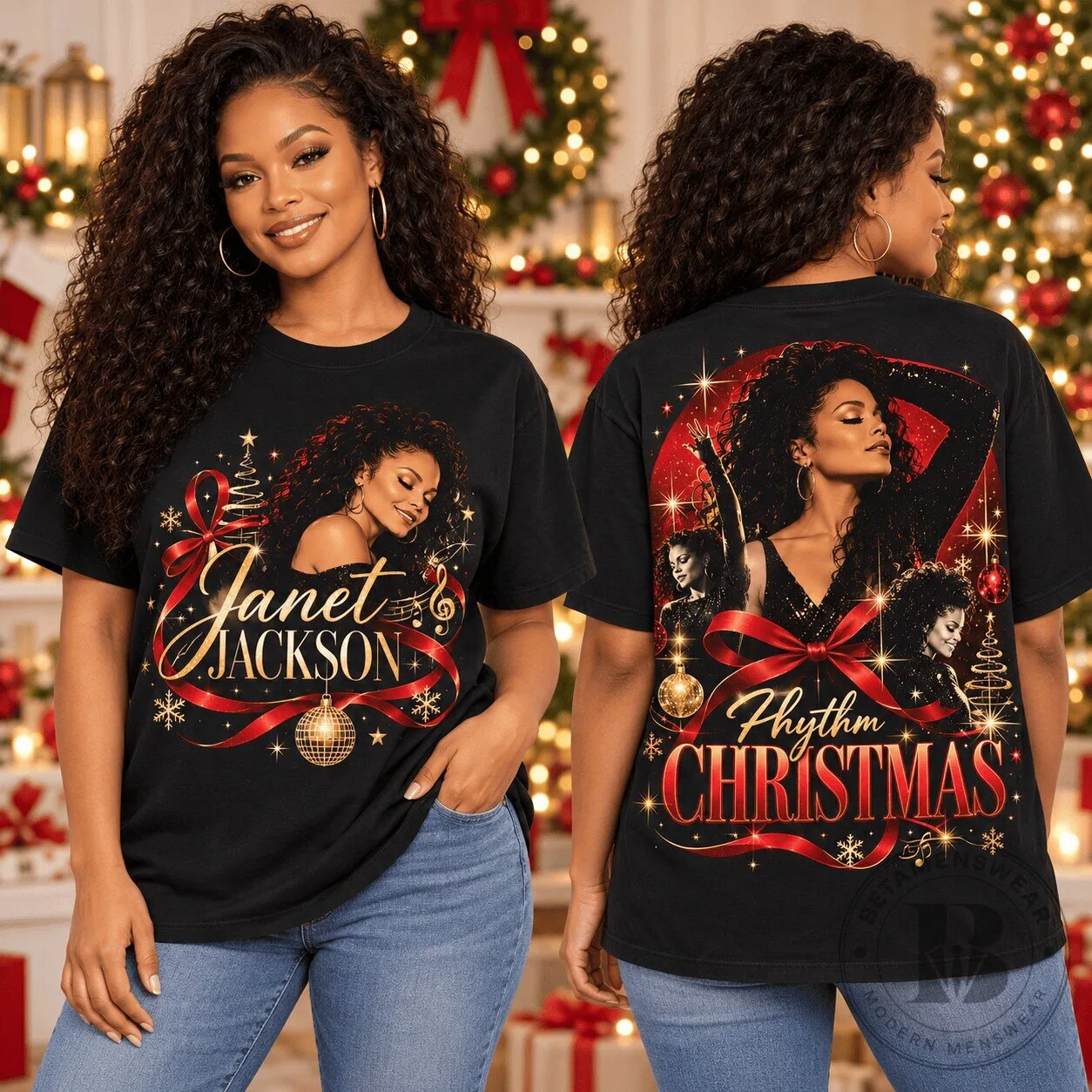 Janet Jackson Rhythm Christmas Holiday Music Fan T-Shirt