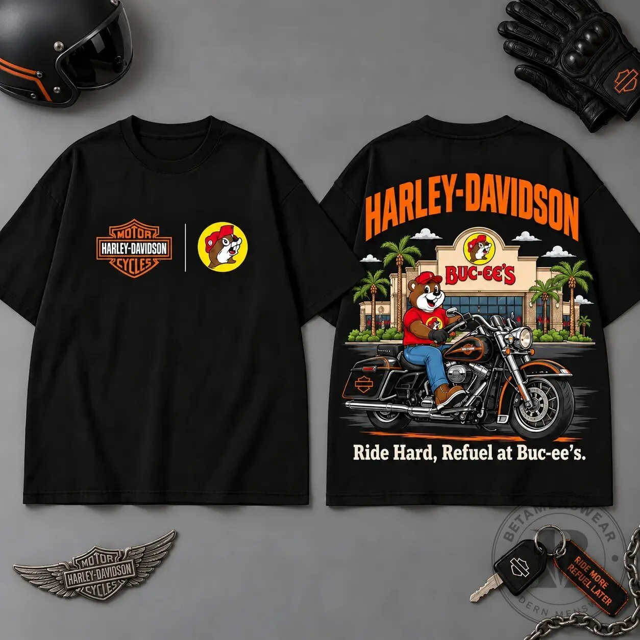 Buc-ee's Harley-Davidson Ride Hard Refuel Black T-Shirt