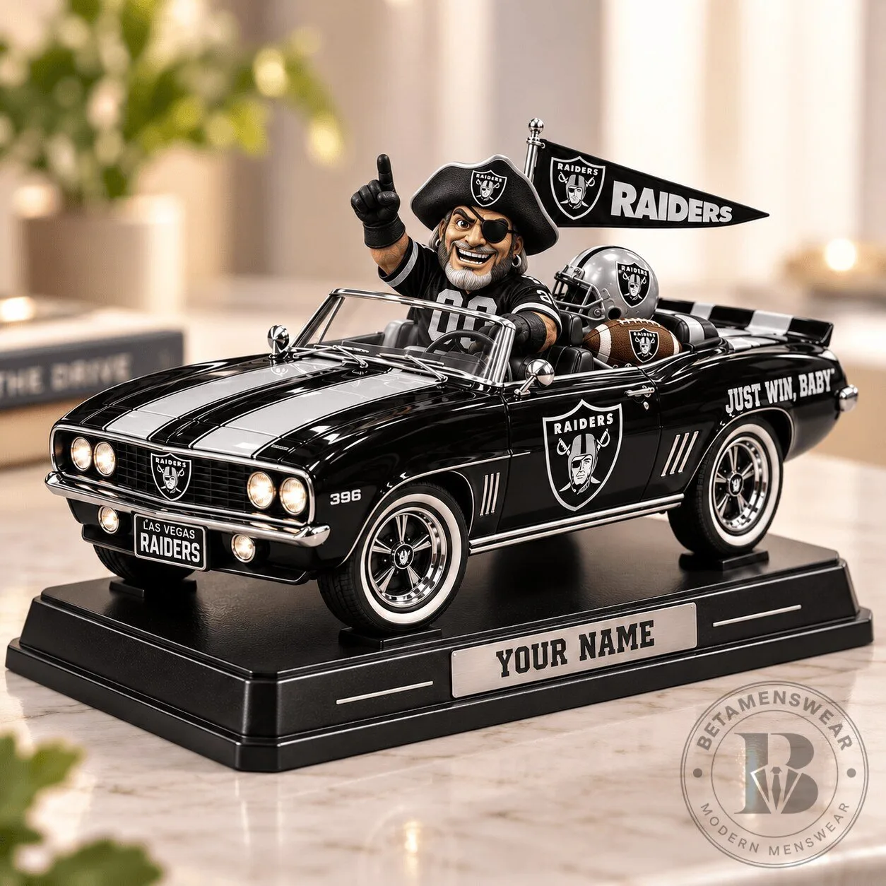 Las Vegas Raiders NFL Football Team Convertible Car Sculpture with Custom Name Plaque