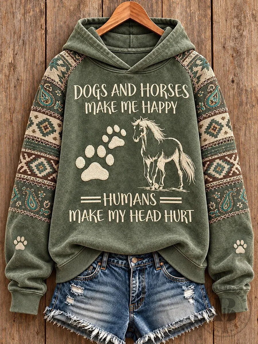 Dogs And Horses Make Me Happy Humans Make My Head Hurt Hoodie