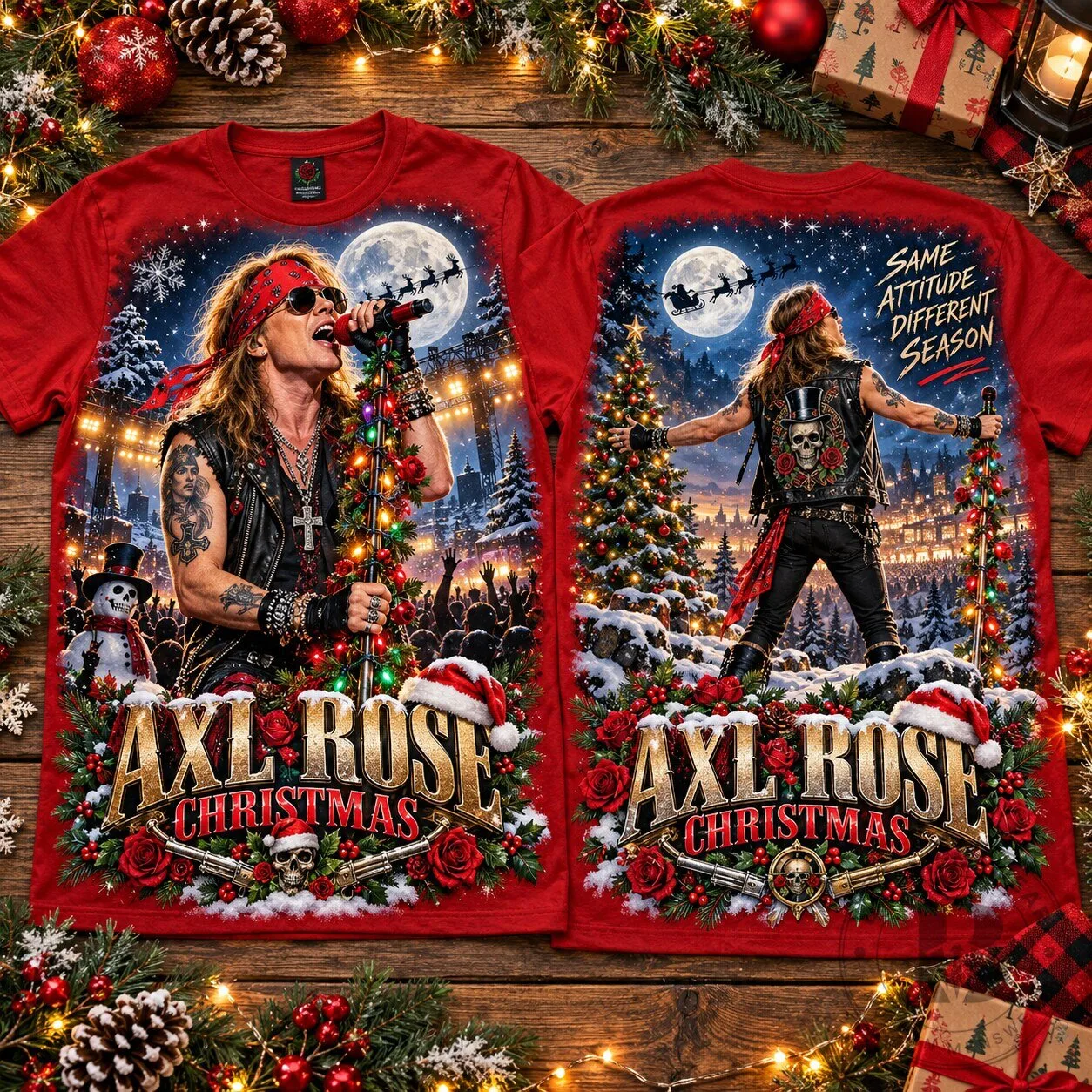 Axl Rose Christmas Music Concert Graphic All-Over Print T-Shirt