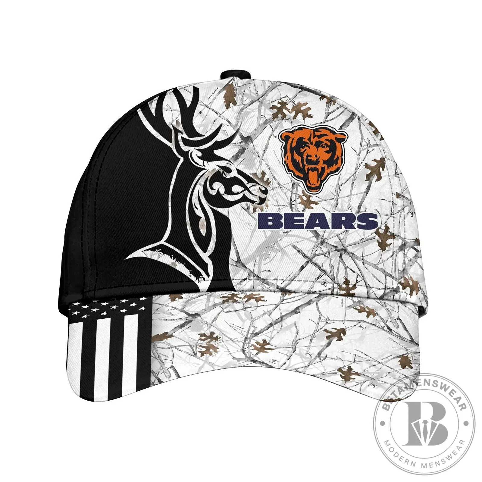 Chicago Bears Deer Hunting Camouflage American Flag Baseball Cap Hat