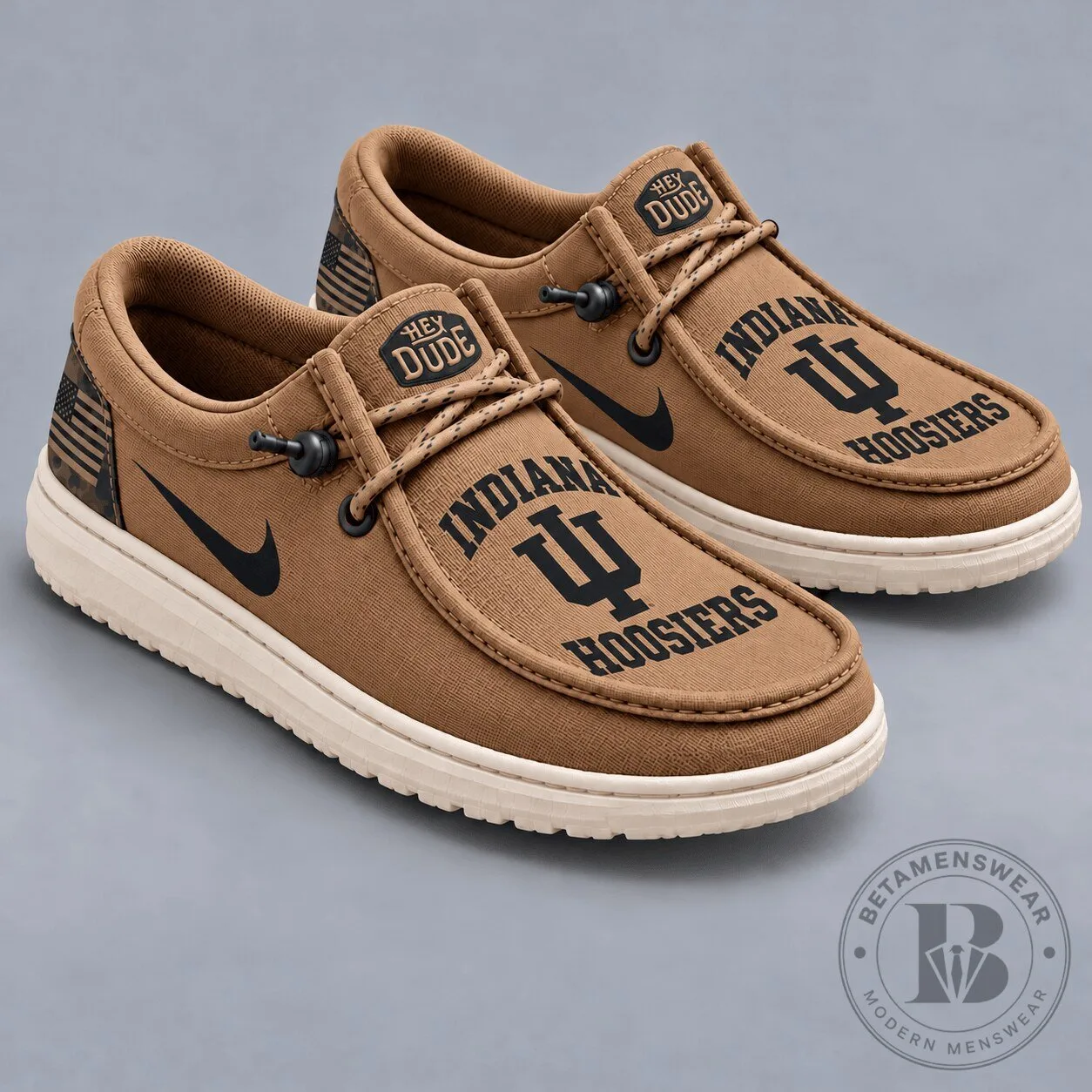 Indiana Hoosiers NCAA Vintage Military Brown Loafer Shoes