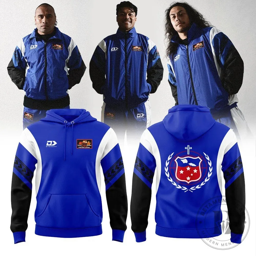 Toa Samoa Rugby Team Blue White Black Hoodie
