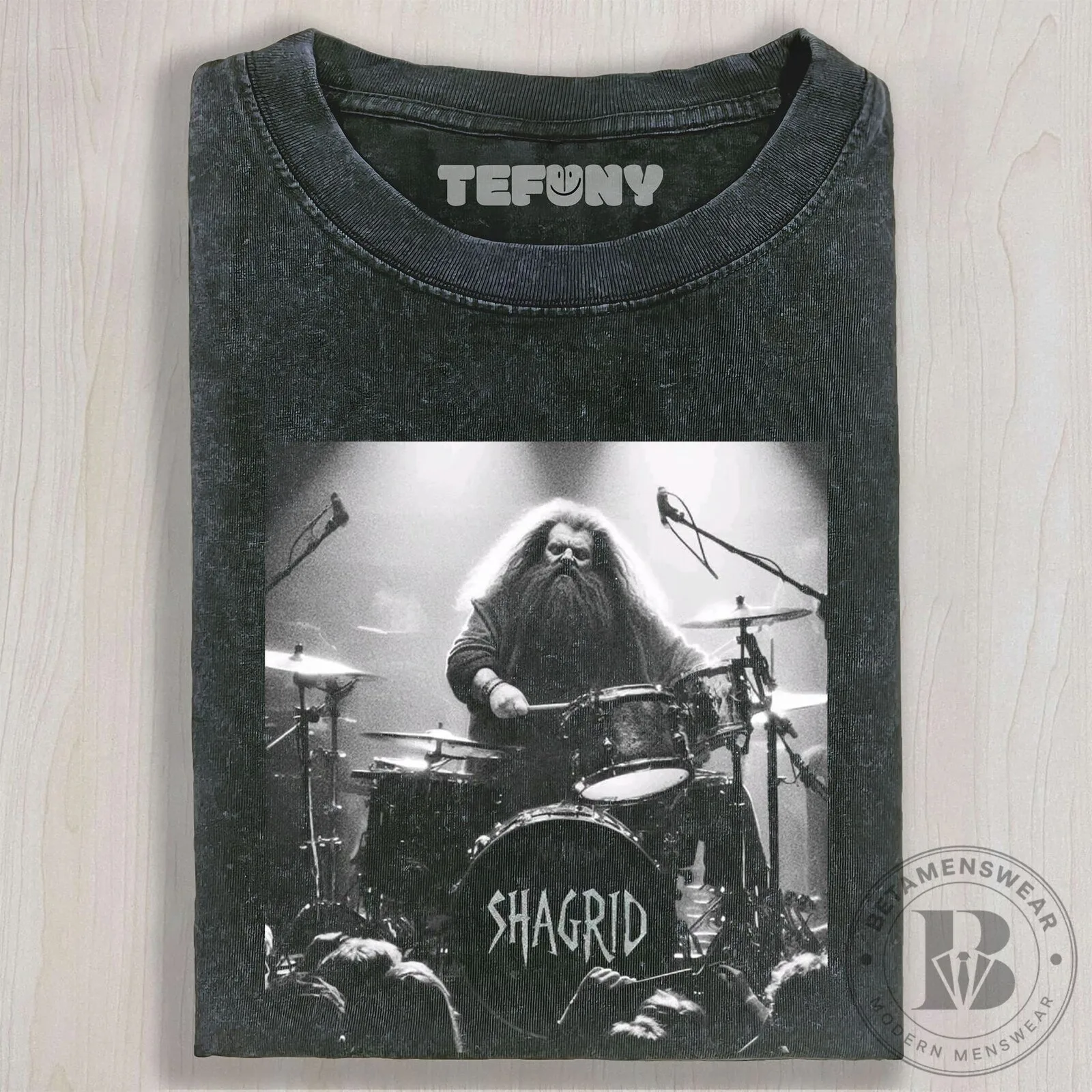 Funny Shagrid Drummer Rock Band Concert Dark Humor T-Shirt