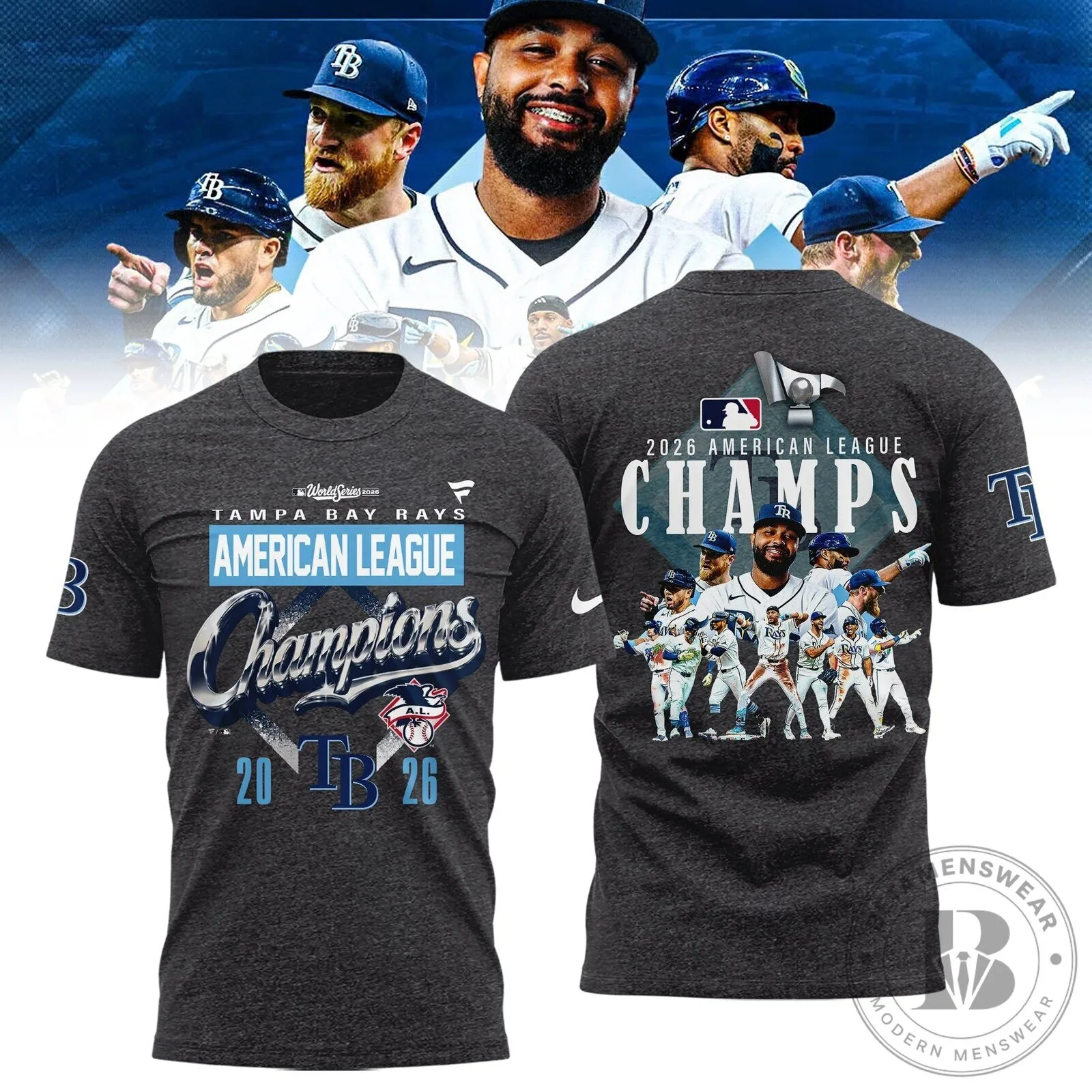 2026 American League Champions Baseball T-Shirt featuring Tampa Bay Rays