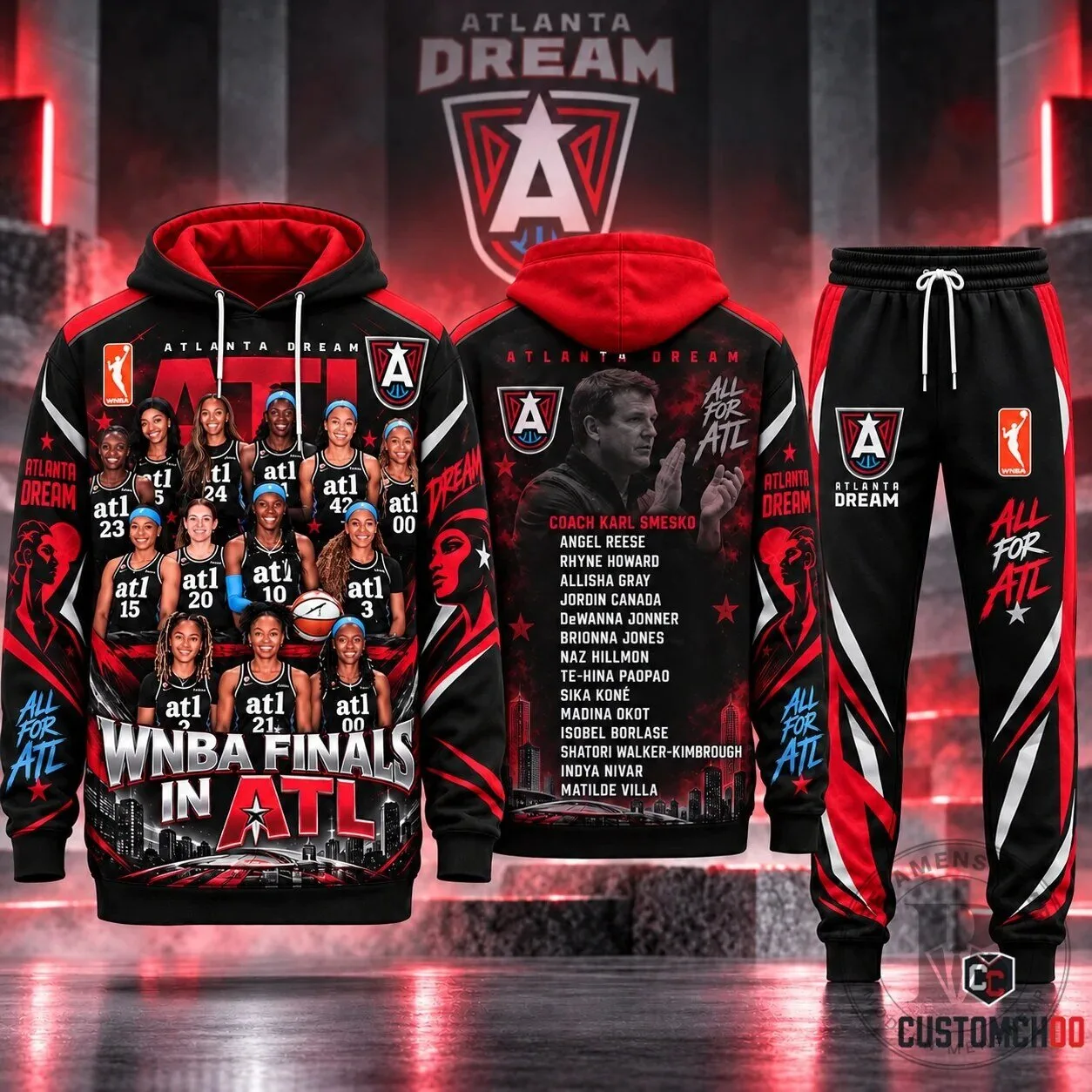 Atlanta Dream WNBA Finals All For ATL Legacy Lineup Hoodie and Sweatpants Set