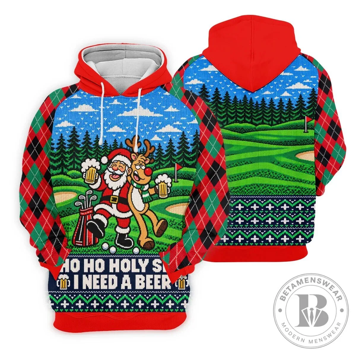 Funny Santa Reindeer Beer Christmas Golf Polo Shirt for Women 21 Funny Santa Reindeer Beer Christmas Golf Polo Shirt for Women