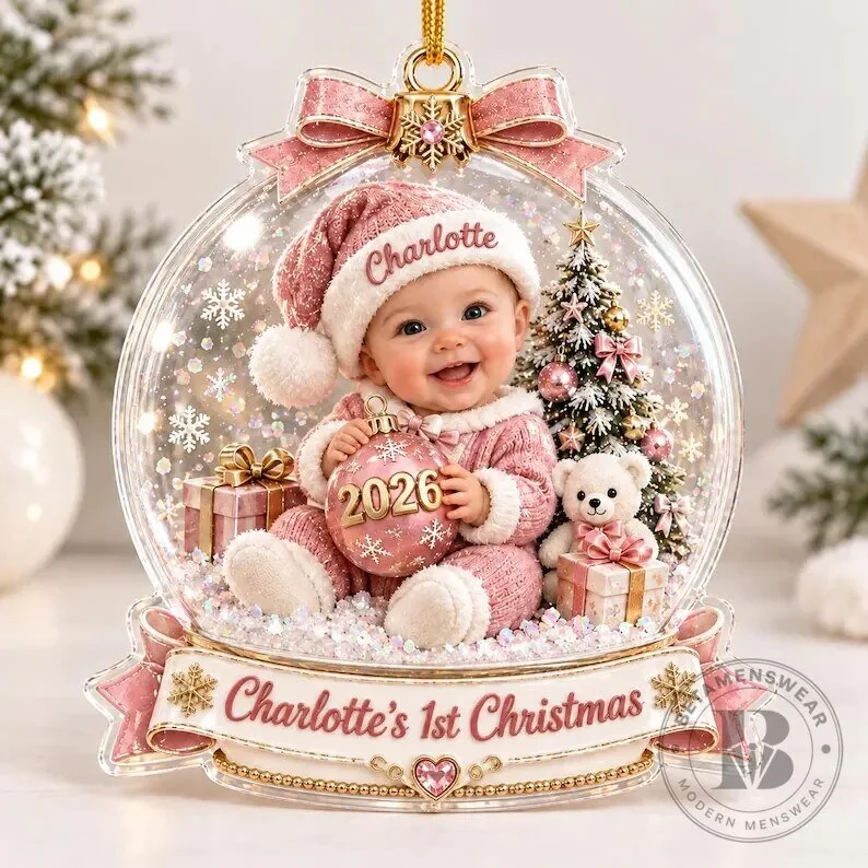 Personalized Baby's First Christmas Snow Globe Ornament
