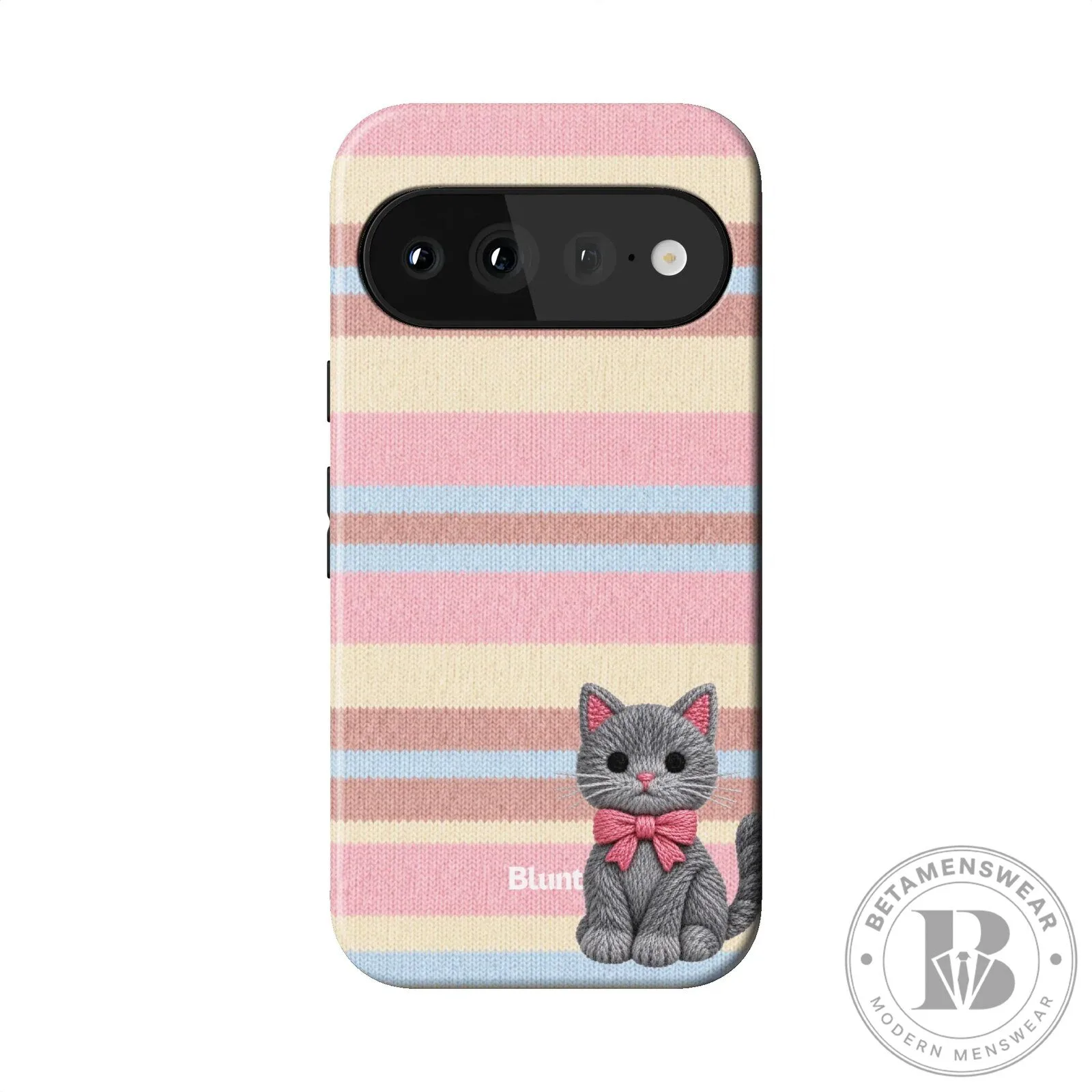 Cute Gray Kitten With Pink Bow Pixel Phone Case
