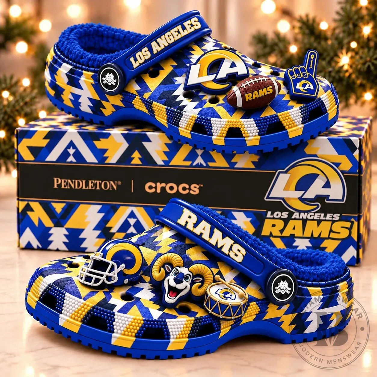 Los Angeles Rams Pendleton Pattern Fleece-Lined Clogs Shoes