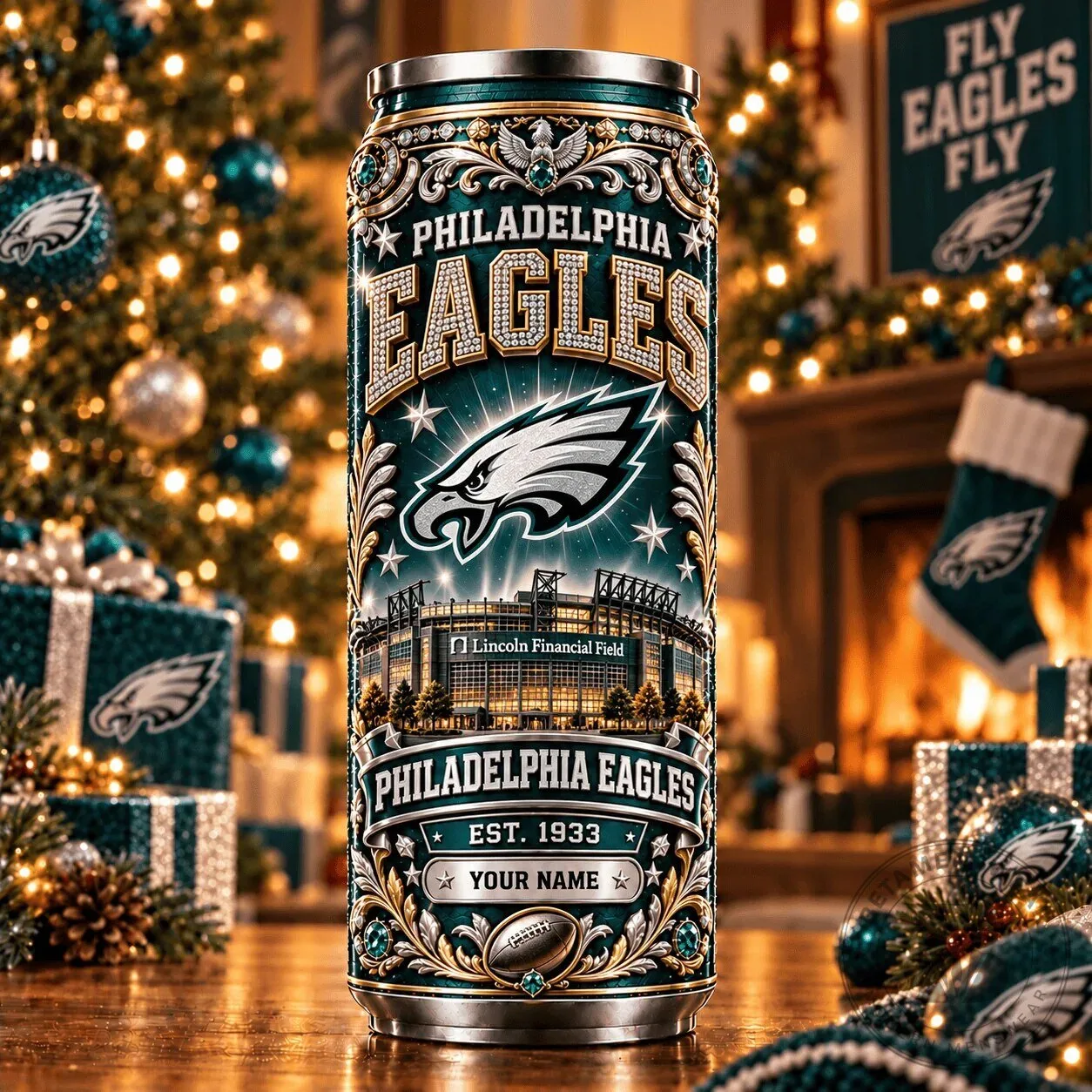 Philadelphia Eagles Personalized Lincoln Financial Field Can Tumbler