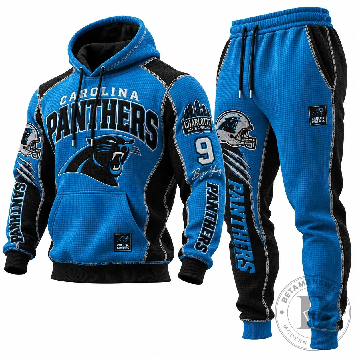 Carolina Panthers Bryce Young NFL Football Team Waffle Knit Hoodie