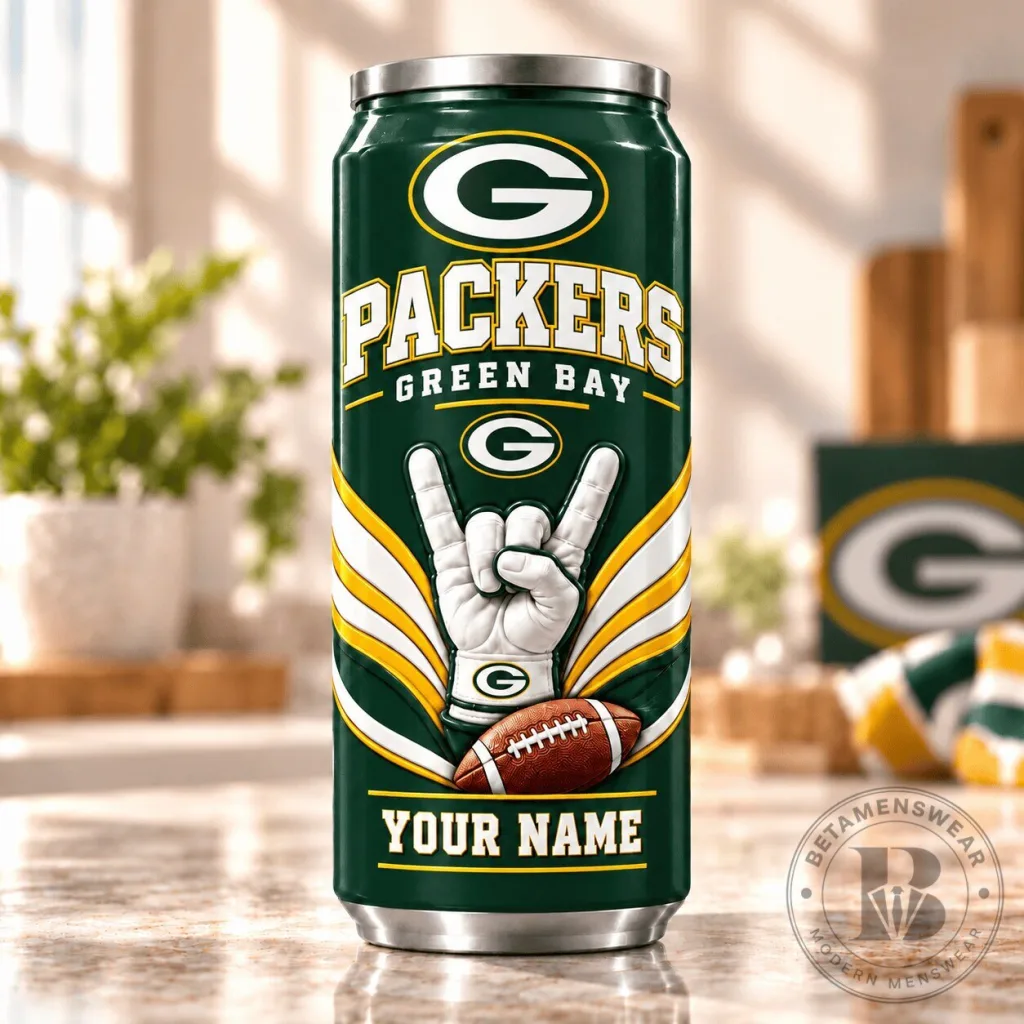 Green Bay Packers NFL Football Hand Sign Personalized Insulated Can Shaped Tumbler Green Bay Packers NFL Football Hand Sign Personalized Insulated Can Shaped Tumbler