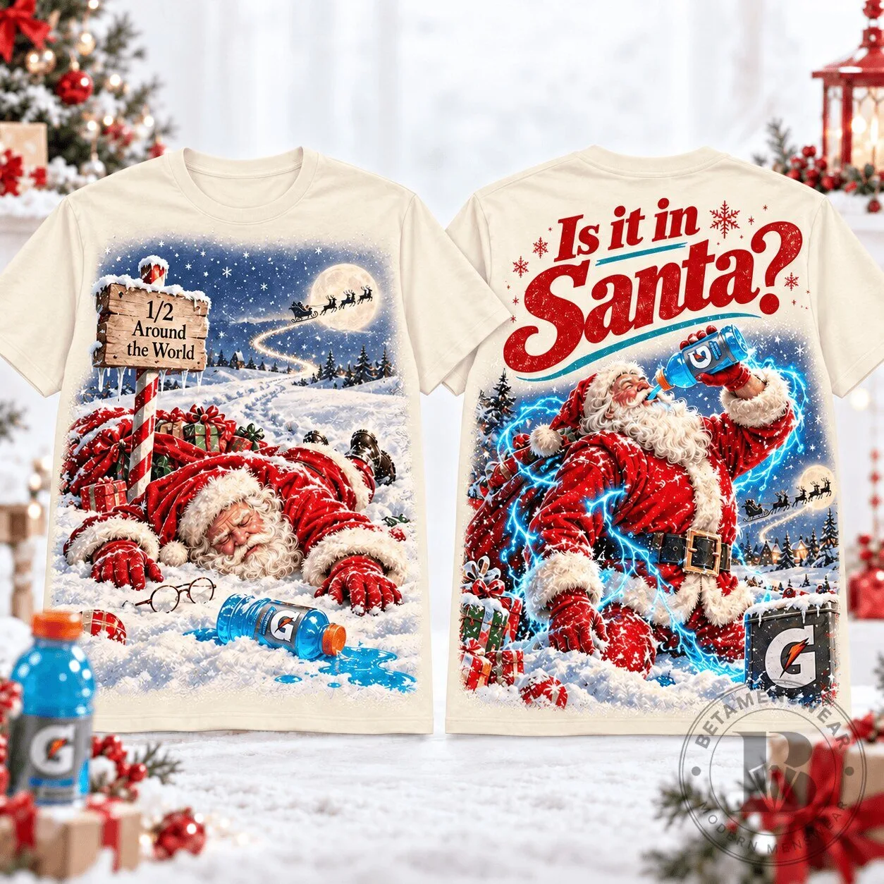 Gatorade Santa Claus Christmas Energy Drink Holiday T-Shirt