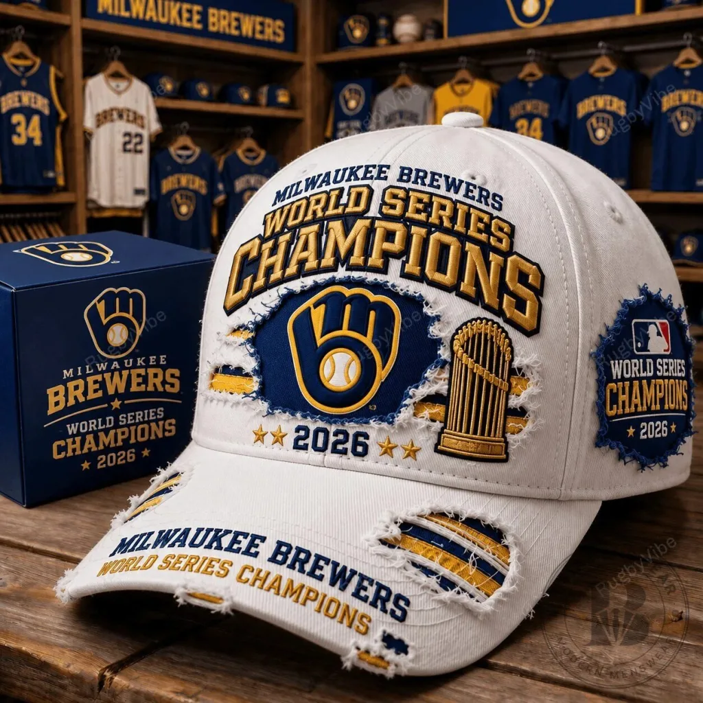 Milwaukee Brewers World Series Champions 2026 Distressed Baseball Cap Hat Milwaukee Brewers World Series Champions 2026 Distressed Baseball Cap Hat