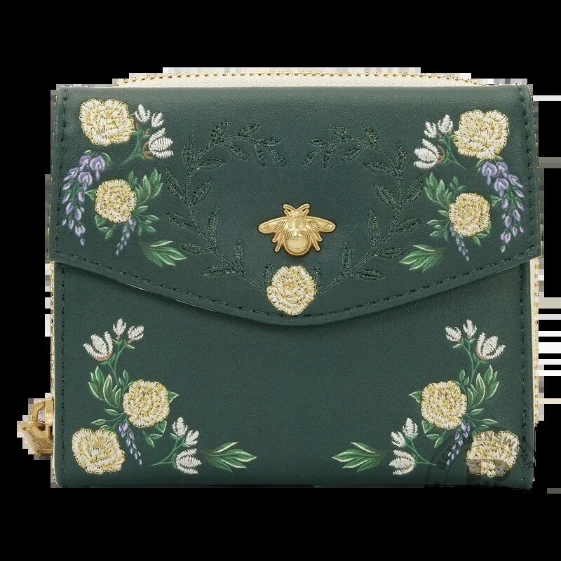 Bridgerton Floral Embroidered Bee Zip Around Wallet
