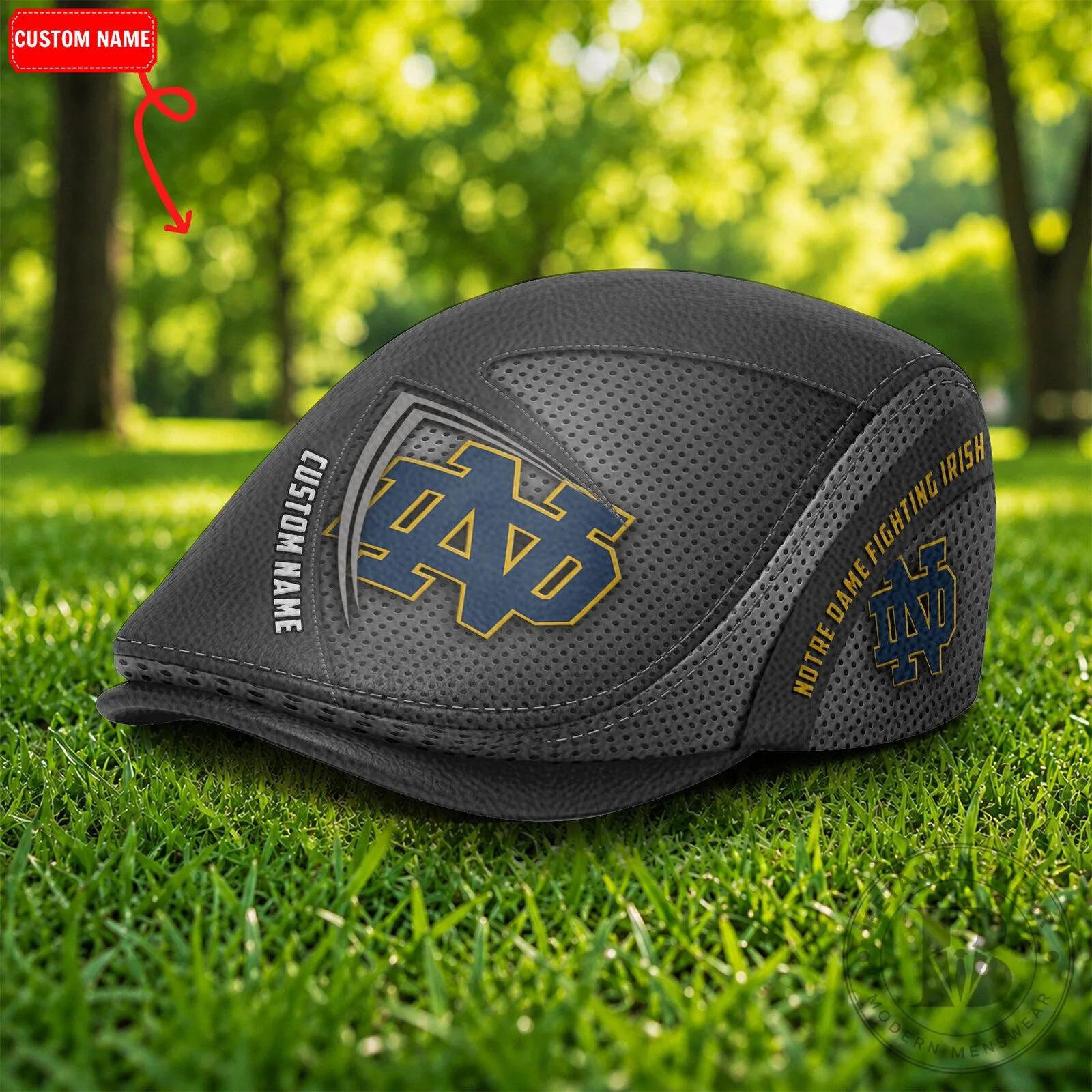 Notre Dame Fighting Irish NCAA Logo Custom Name Golf Flat Cap Hat