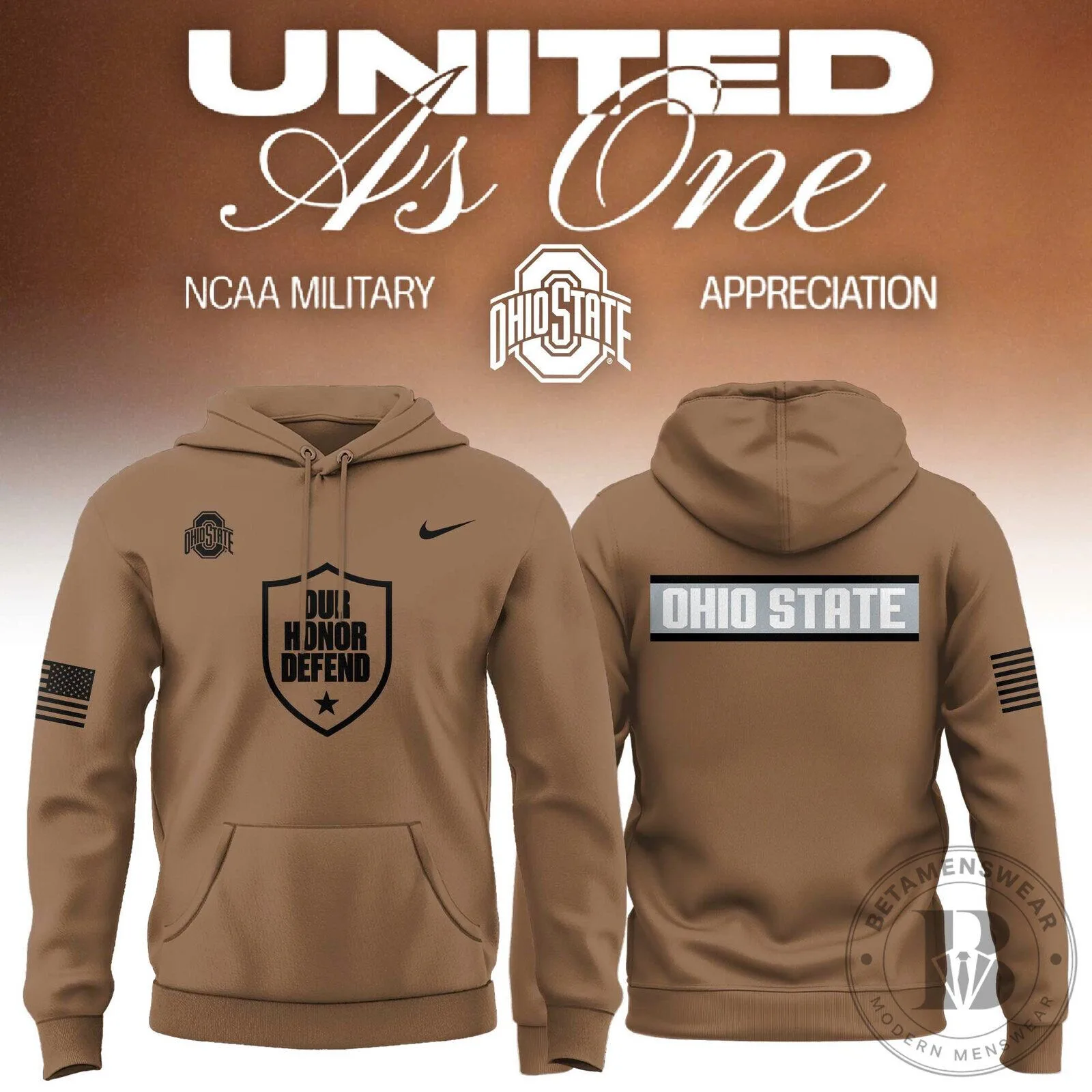 Ohio State Buckeyes Military Appreciation United As One NCAA Hoodie
