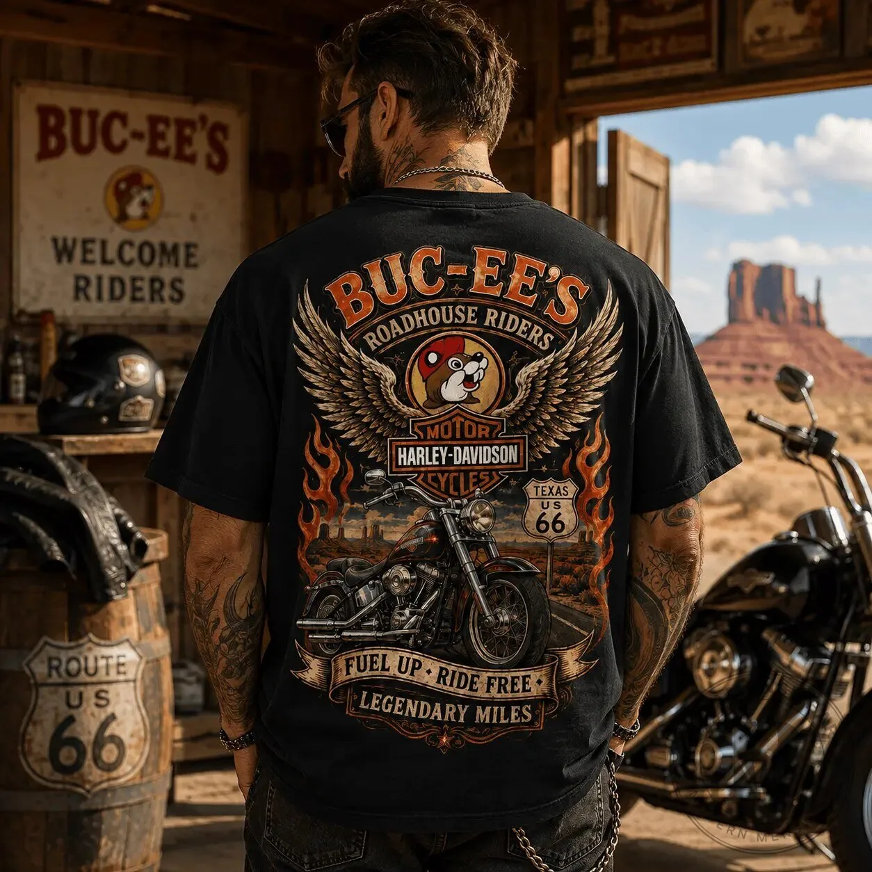 Buc-ee's Harley-Davidson Motorcycles Roadhouse Riders T-Shirt 8 Buc-ee