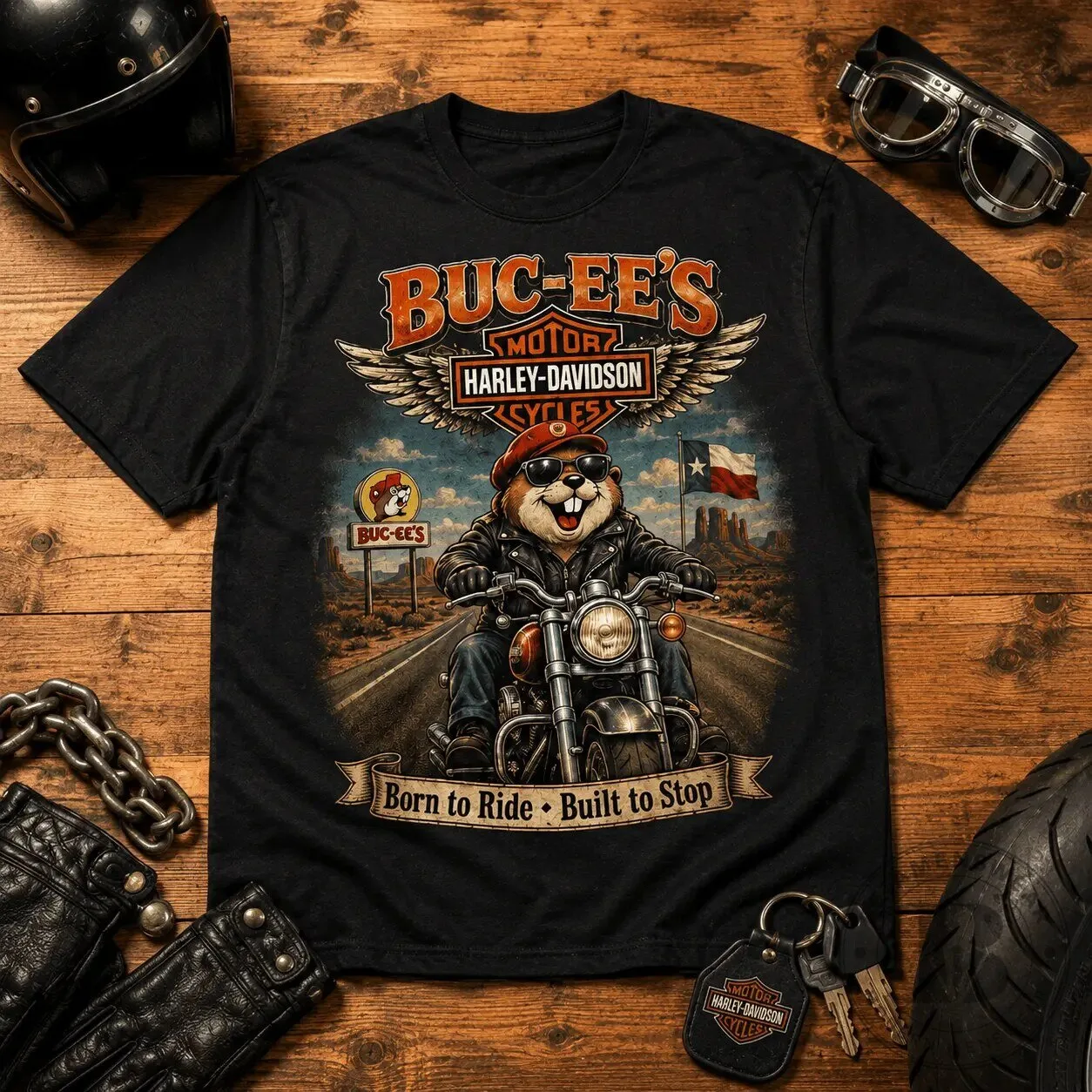 Buc-ee's Harley-Davidson Motorcycles Roadhouse Riders T-Shirt 9 Buc-ee