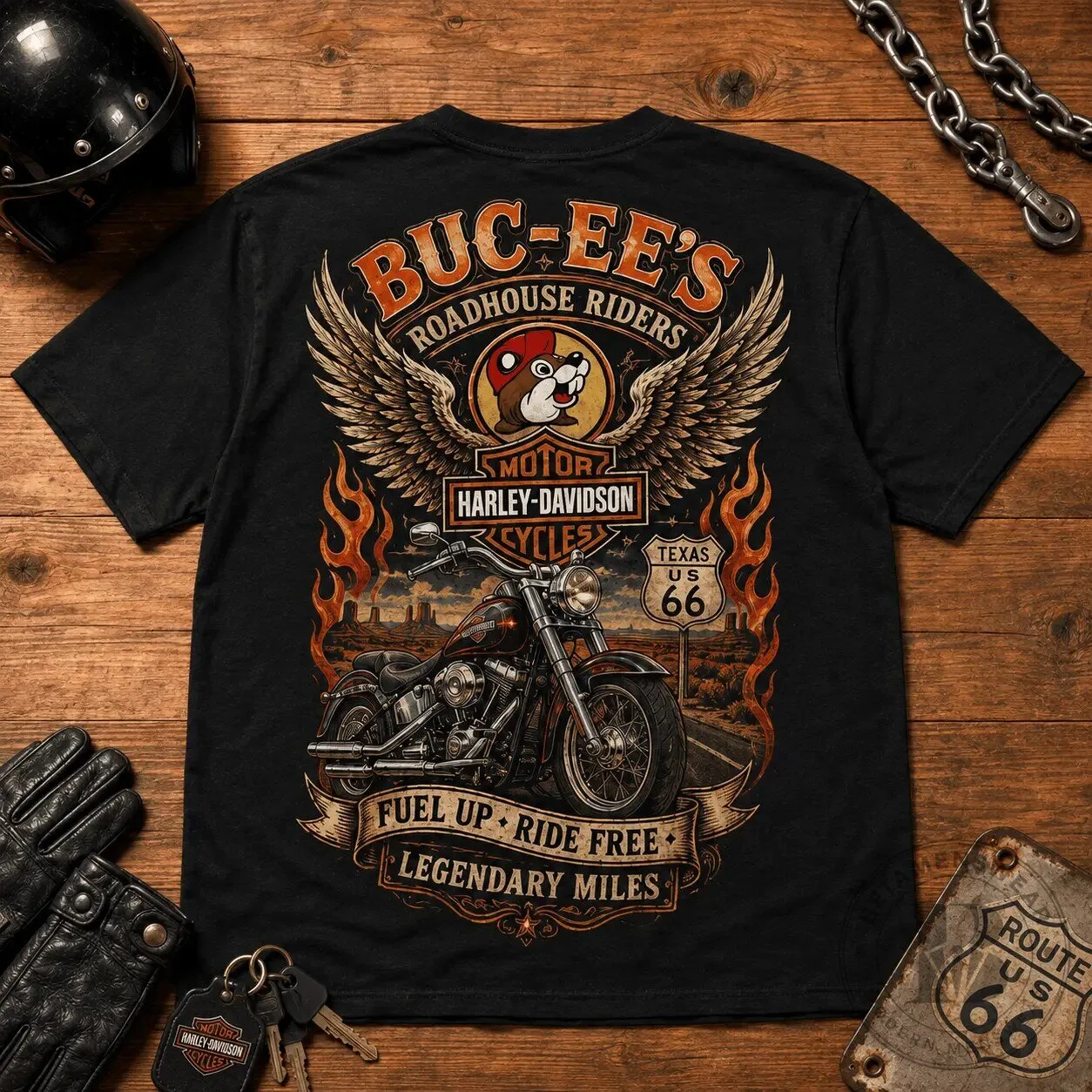 Buc-ee's Harley-Davidson Motorcycles Roadhouse Riders T-Shirt 10 Buc-ee