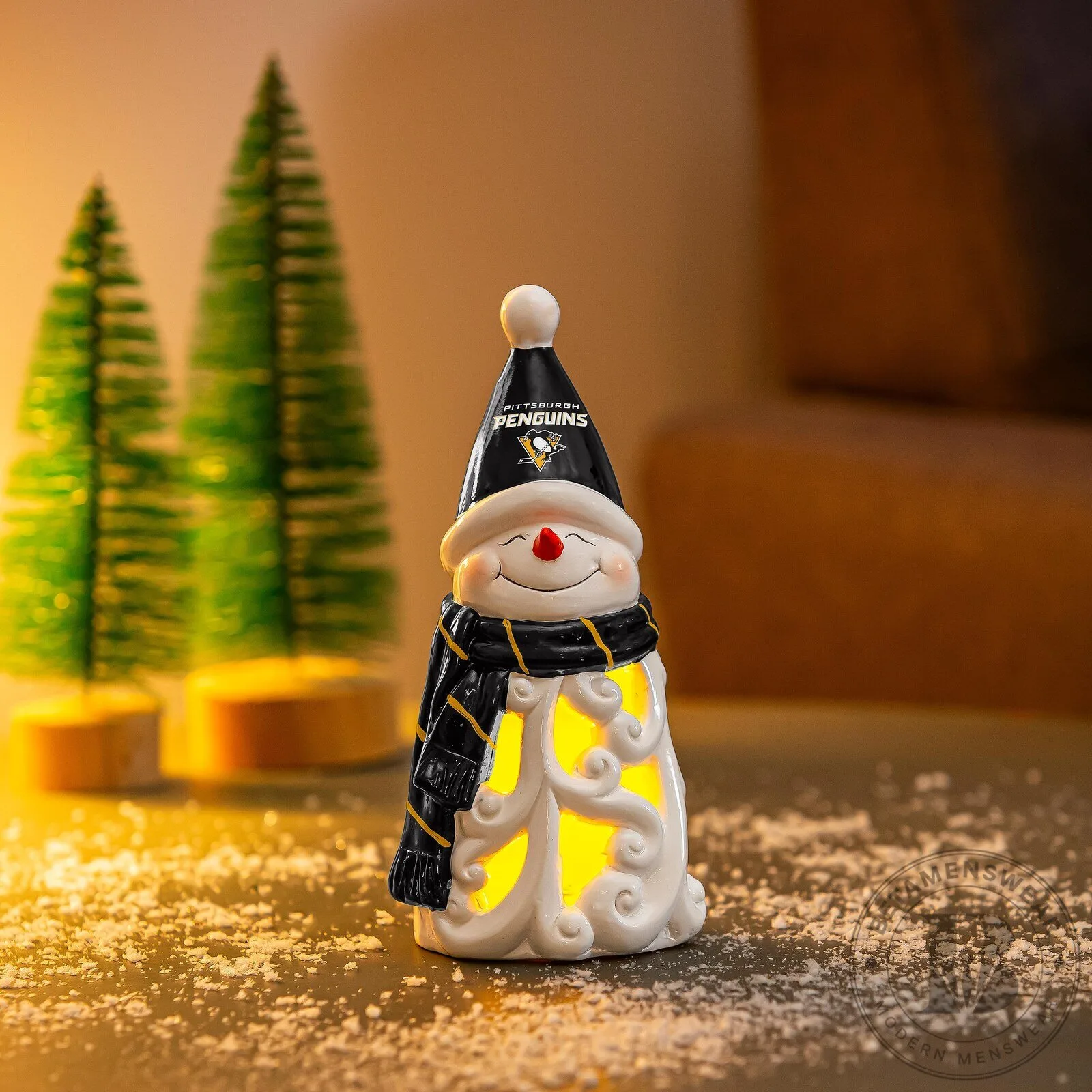 Pittsburgh Penguins Christmas Snowman LED Light Up Figurine
