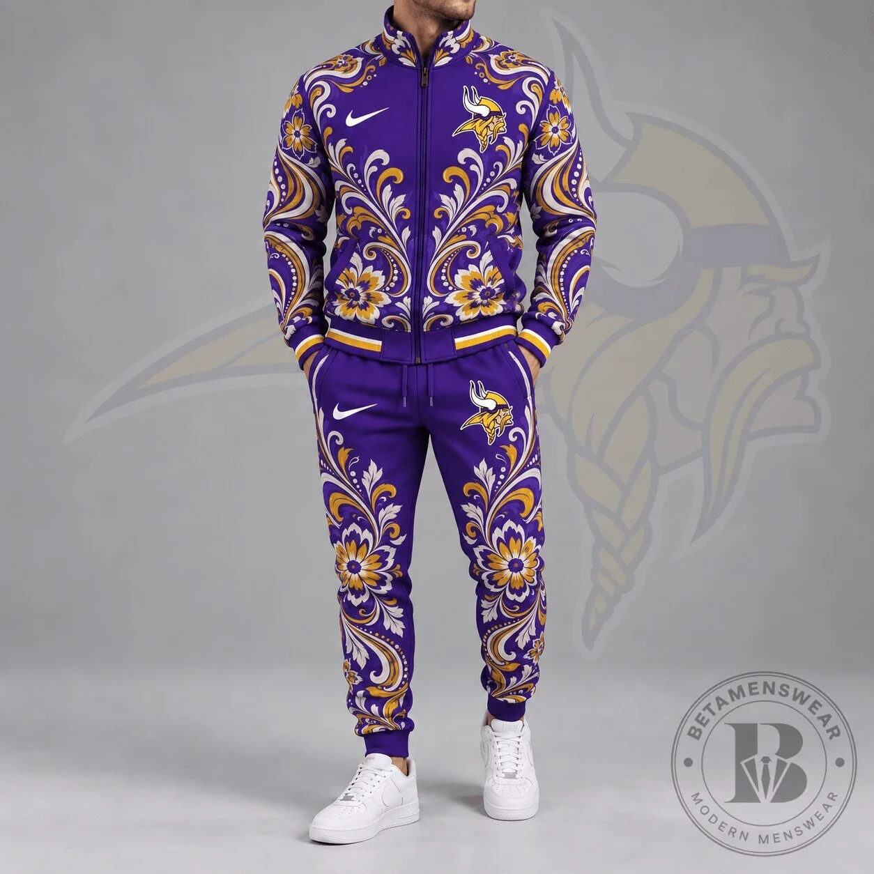 Minnesota Vikings Floral Paisley Full Zip Track Jacket