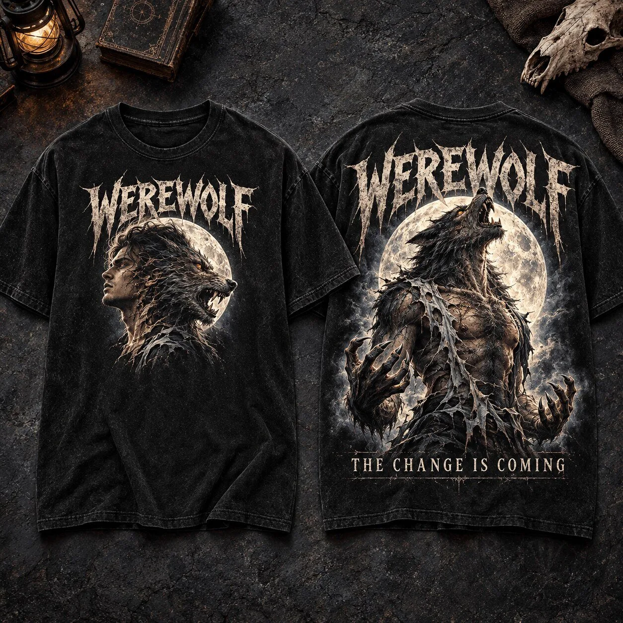 Werewolf The Change Is Coming Moonlit Transformation Horror Graphic T-Shirt