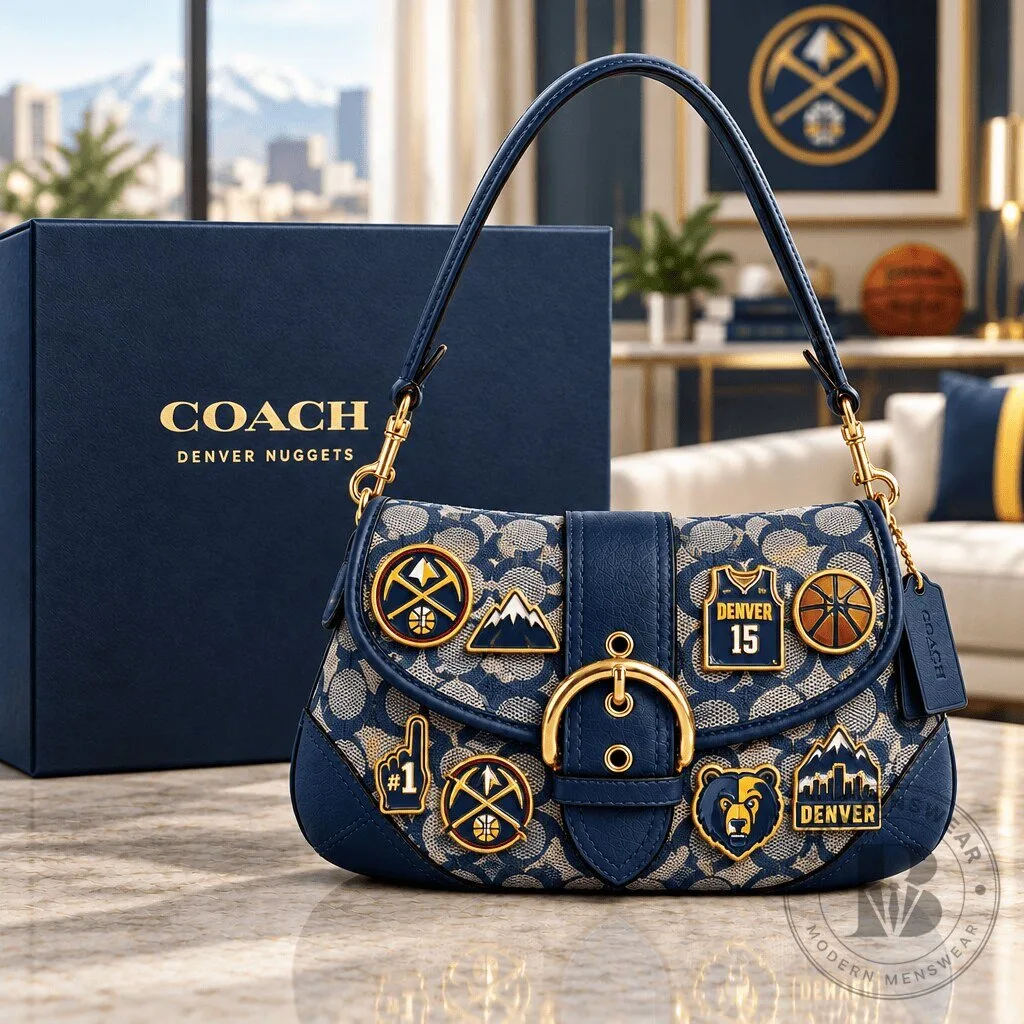 Denver Nuggets Coach Signature Canvas Soho Shoulder Bag with Gold Hardware