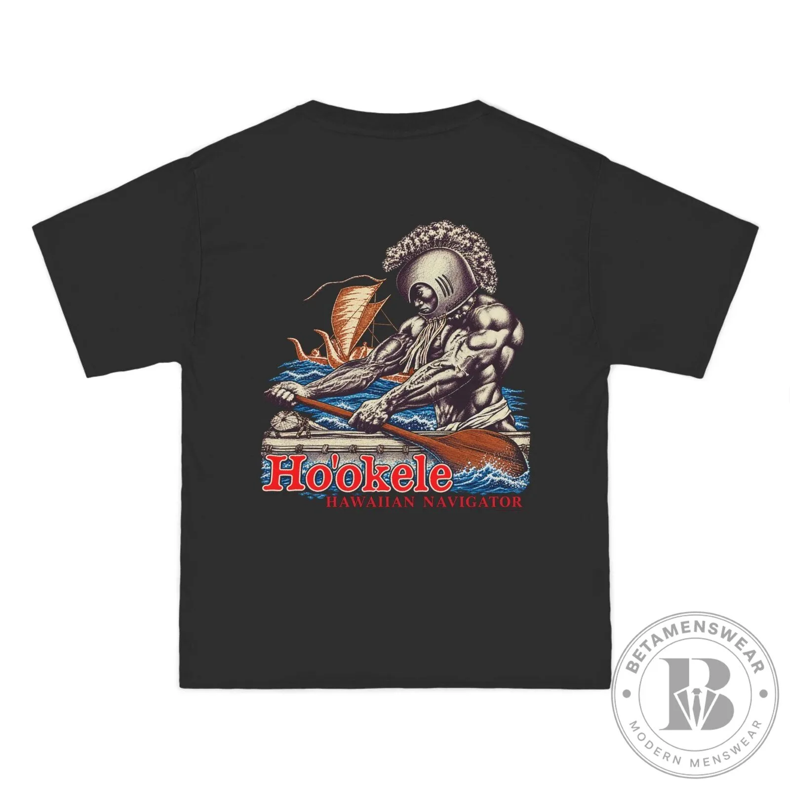 Ho'okele Hawaiian Navigator Polynesian Canoe Paddler Black T-Shirt 3 Ho