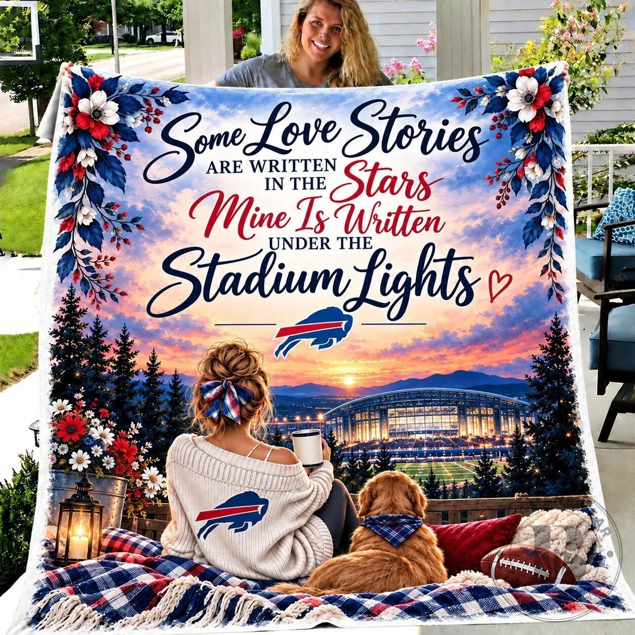 Buffalo Bills Football Team Stadium Lights Love Story Soft Fleece Blanket