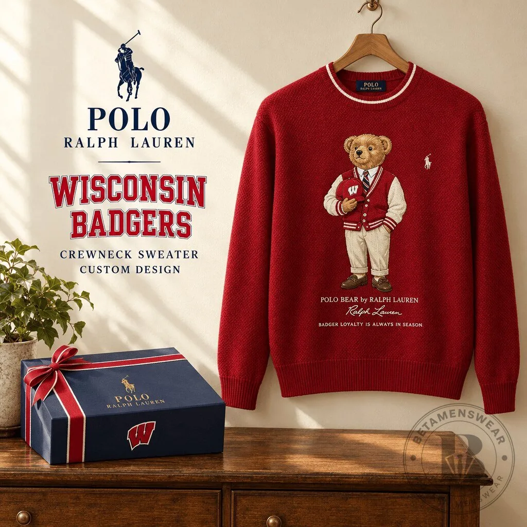 Wisconsin Badgers Polo Bear Ralph Lauren Crewneck Sweater
