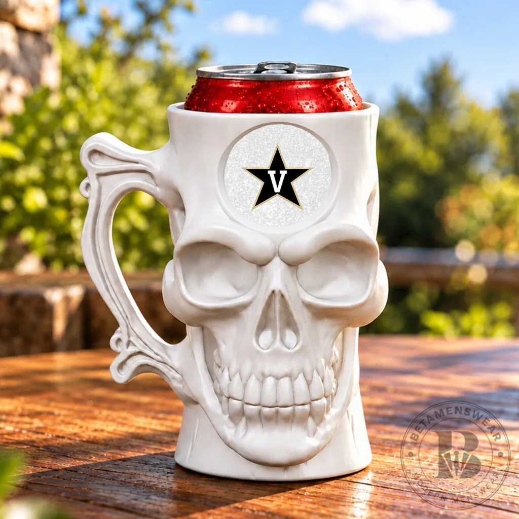 Vanderbilt Commodores NCAA Skull Shaped Can Cooler Insulated Drink Holder Vanderbilt Commodores NCAA Skull Shaped Can Cooler Insulated Drink Holder