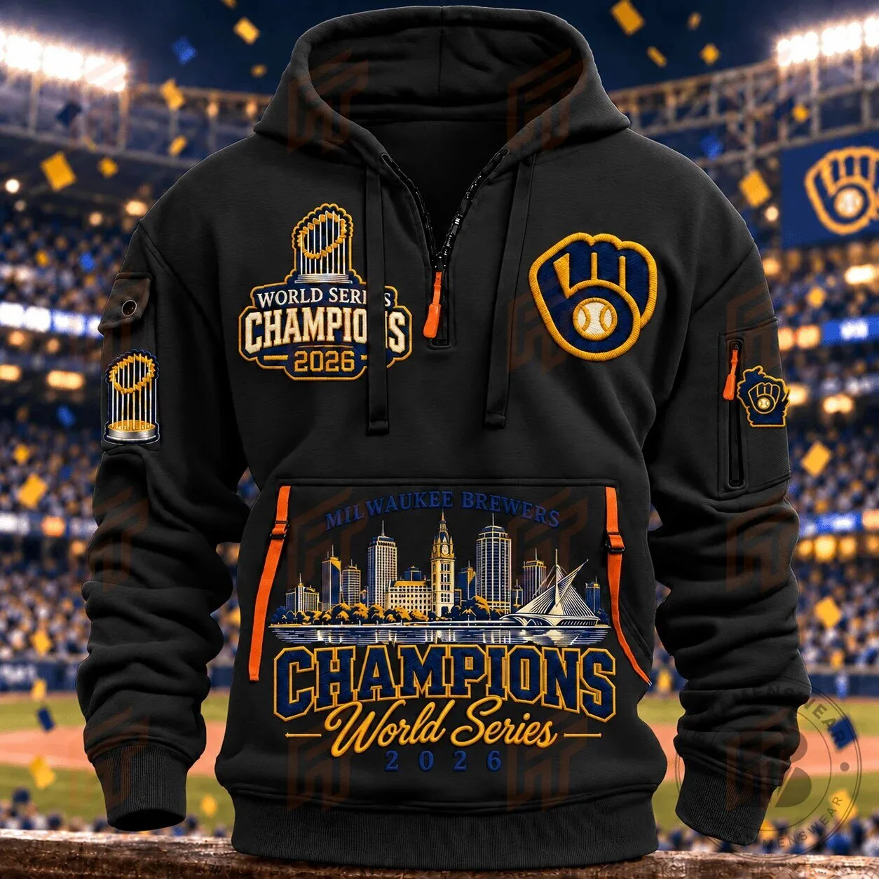 Half Zip Hoodie - Milwaukee Brewers 2026 World Series Champions