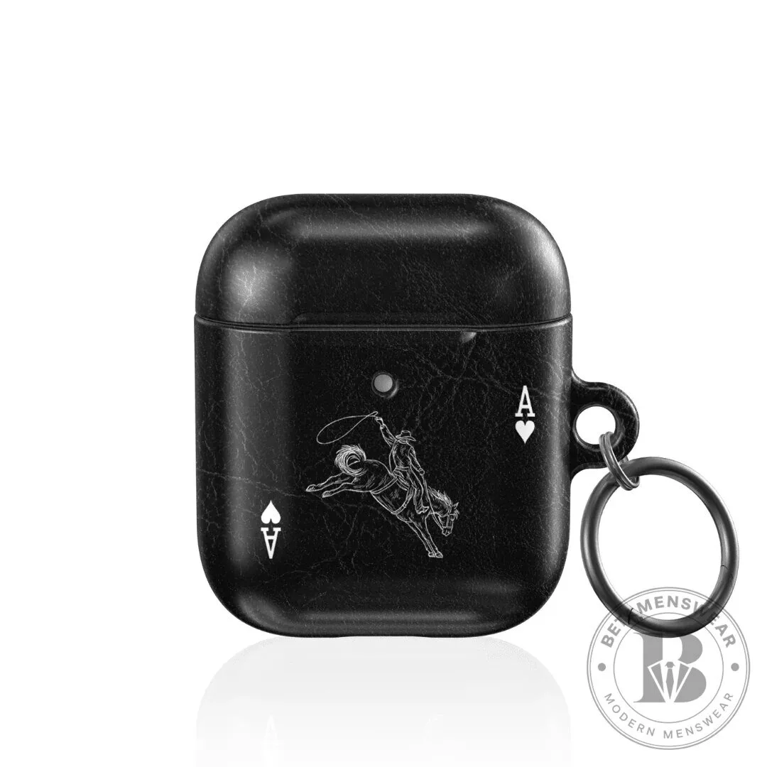 Ace Rider Cowboy Rodeo Playing Card AirPod Case with Keychain