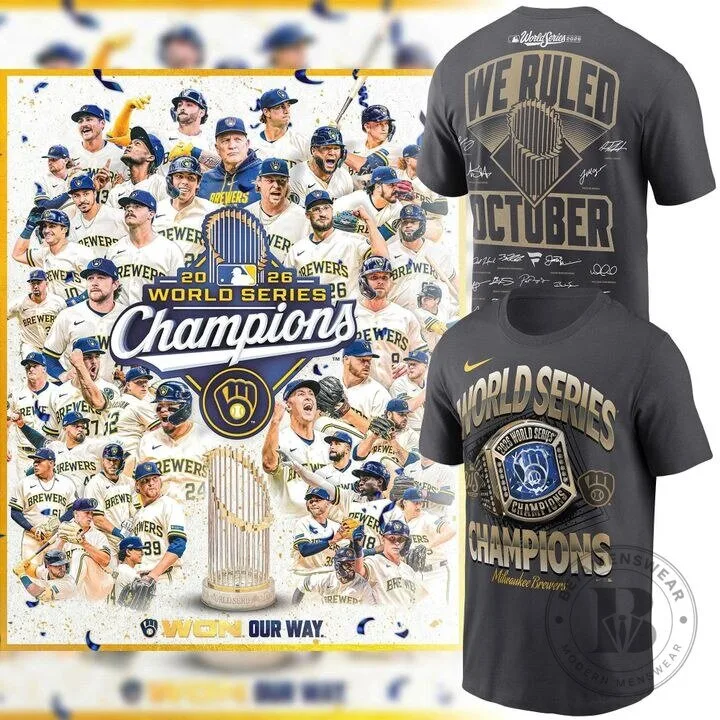 2026 World Series Champions T-Shirt for Milwaukee Brewers - Locker Room Celebration Design